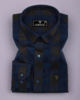 Victoria Blue With Green Box Jacquard Premium Giza Shirt