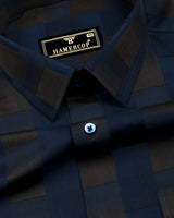 Victoria Blue With Green Box Jacquard Premium Giza Shirt