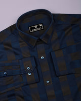 Victoria Blue With Green Box Jacquard Premium Giza Shirt