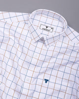 Brown With Blue Dobby Check Premium Giza Shirt