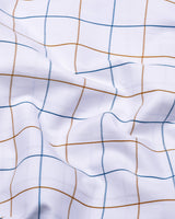 Brown With Blue Dobby Check Premium Giza Shirt