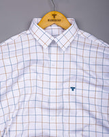 Brown With Blue Dobby Check Premium Giza Shirt