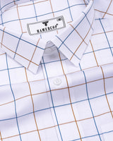 Brown With Blue Dobby Check Premium Giza Shirt