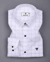 Flour White With Black Check Premium Giza Shirt