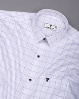 Flour White With Black Check Premium Giza Shirt