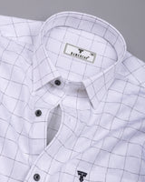 Flour White With Black Check Premium Giza Shirt