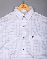 Flour White With Black Check Premium Giza Shirt