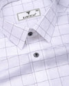 Flour White With Black Check Premium Giza Shirt
