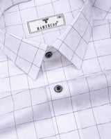 Flour White With Black Check Premium Giza Shirt