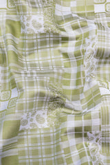 Mehndi green floral printed jacquard  cotton shirt