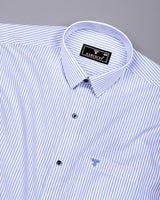 Airforce Blue With White Stripe Giza Cotton Shirt