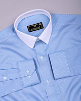 Skyblue With White Stripe Cotton Designer Shirt