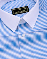 Skyblue With White Stripe Cotton Designer Shirt