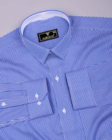 Darkblue With White Stripe Cotton Designer Shirt