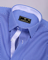 Darkblue With White Stripe Cotton Designer Shirt