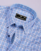 Depths Blue With Cream Check Premium Gizza Cotton Shirt