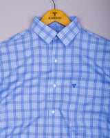 Ferrow Blue Formal Check Premium Cotton Shirt