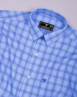 Ferrow Blue Formal Check Premium Cotton Shirt