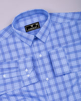 Ferrow Blue Formal Check Premium Cotton Shirt
