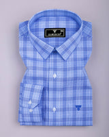 Ferrow Blue Formal Check Premium Cotton Shirt
