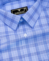 Ferrow Blue Formal Check Premium Cotton Shirt