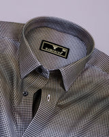 Black Two Shaded Houndstooth Dobby Premium Cotton Shirt