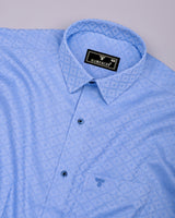 Everest Blue Dobby Texture Premium Giza Shirt