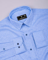 Everest Blue Dobby Texture Premium Giza Shirt