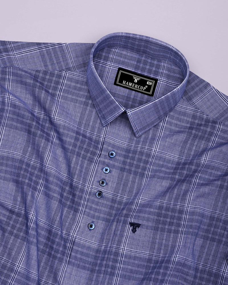 Liberty Blue Check Designer Cotton Shirt