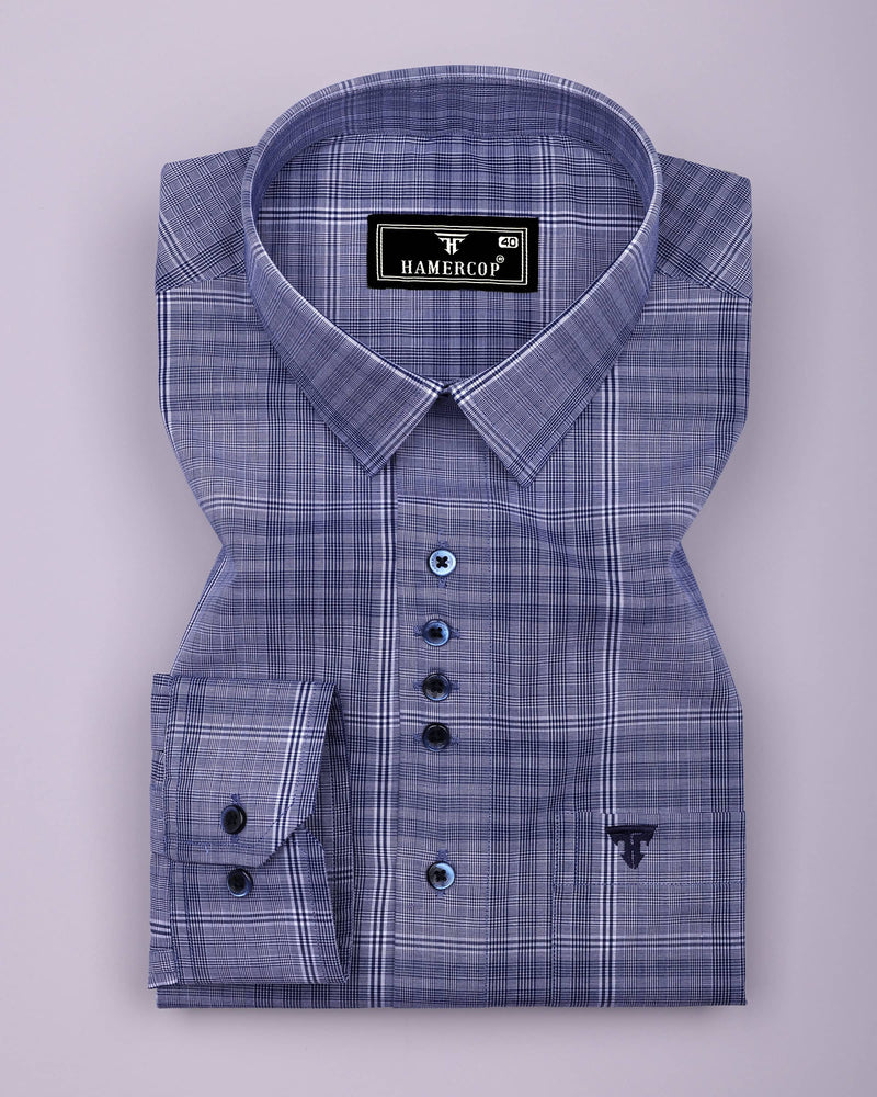 Liberty Blue Check Designer Cotton Shirt