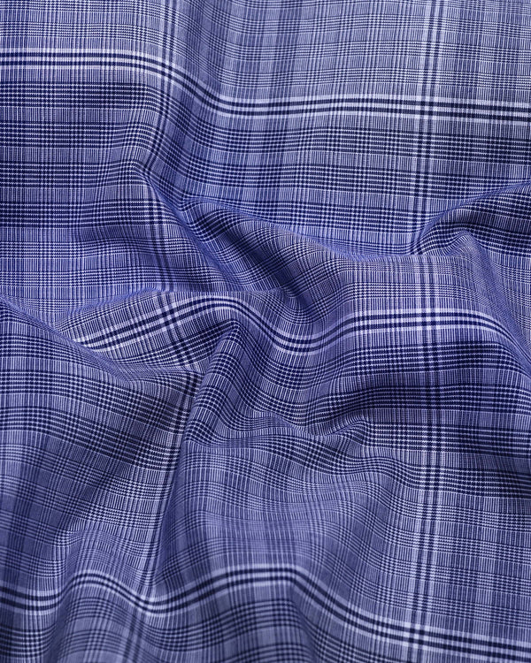 Liberty Blue Check Designer Cotton Shirt