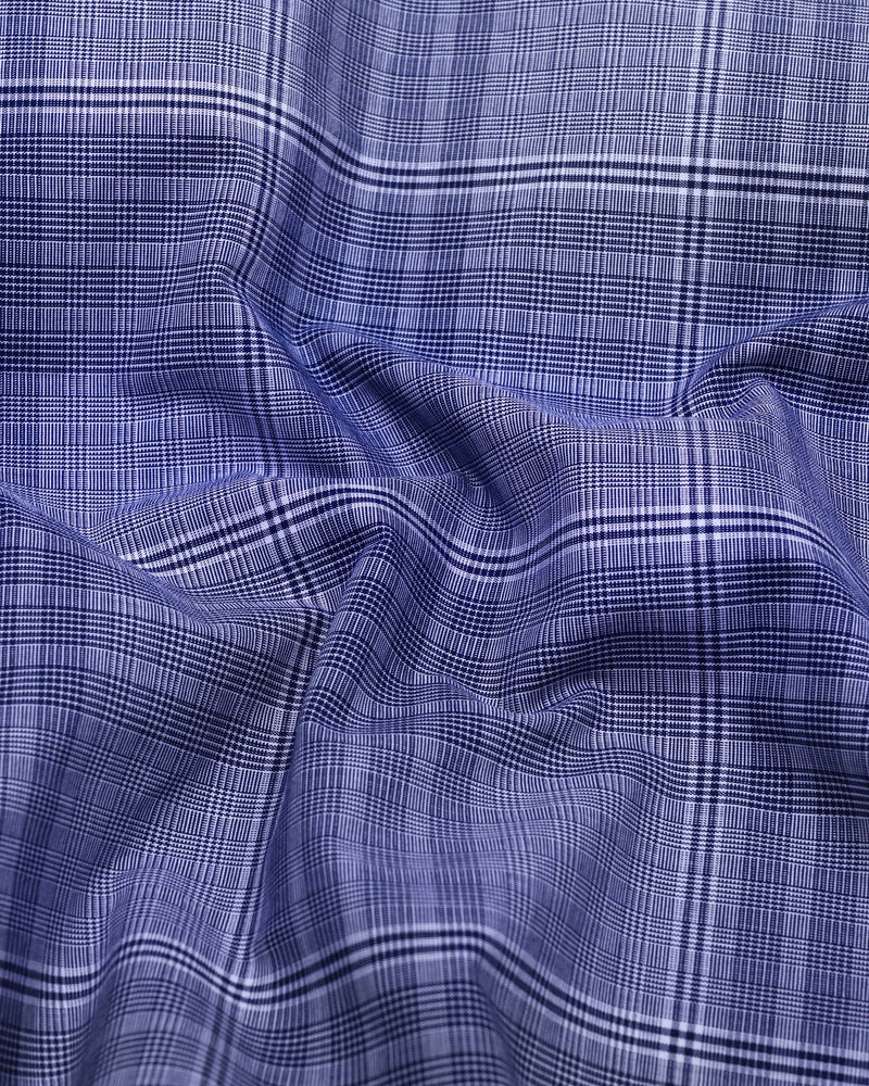 Liberty Blue Check Designer Cotton Shirt