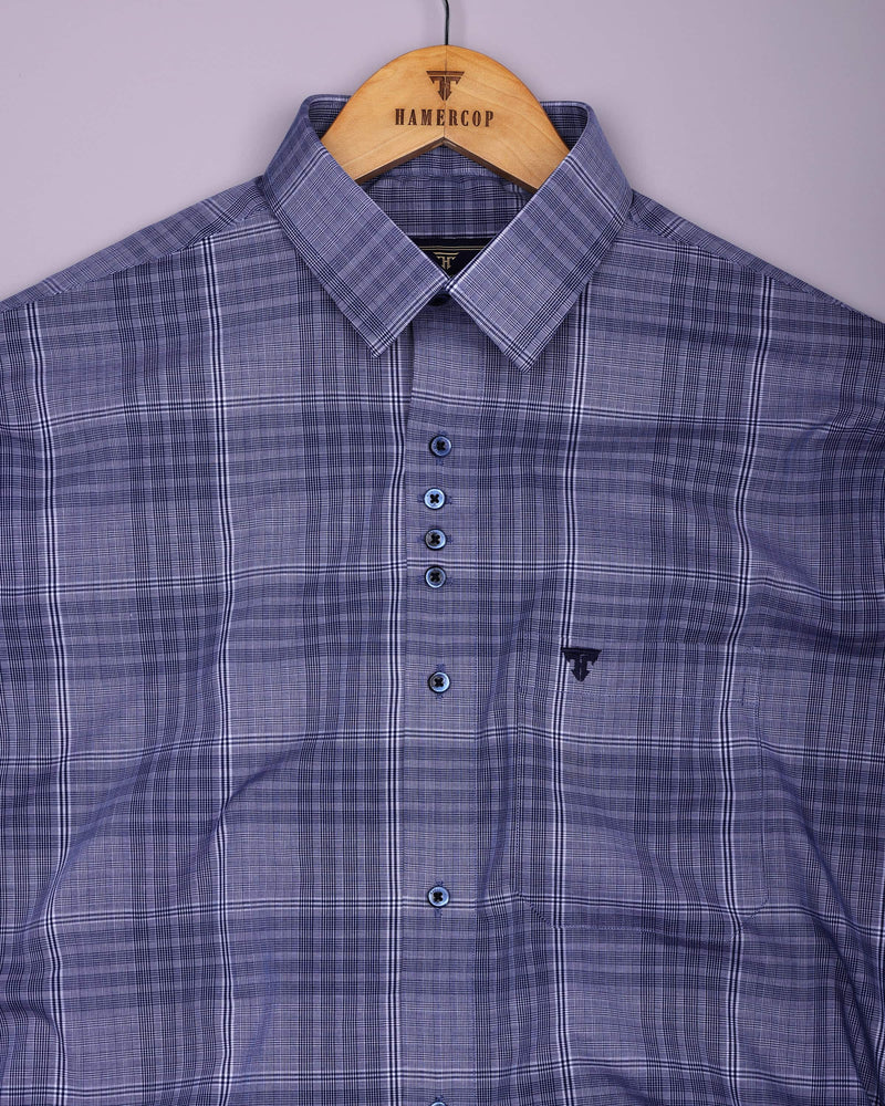Liberty Blue Check Designer Cotton Shirt