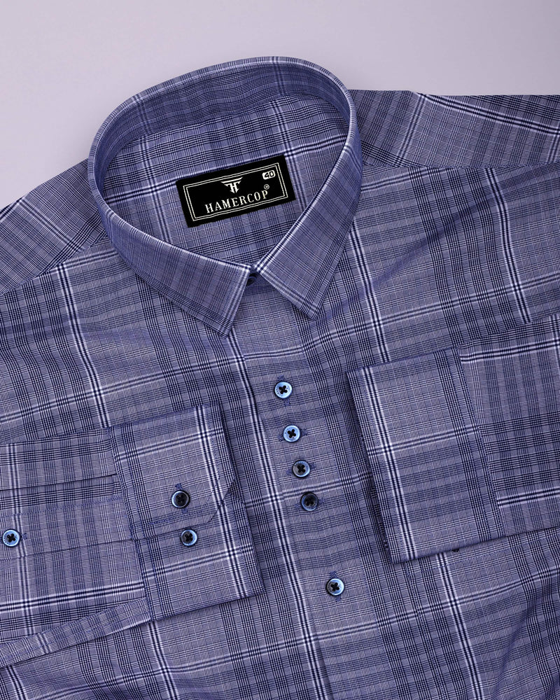 Liberty Blue Check Designer Cotton Shirt