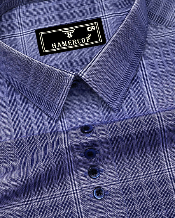 Liberty Blue Check Designer Cotton Shirt