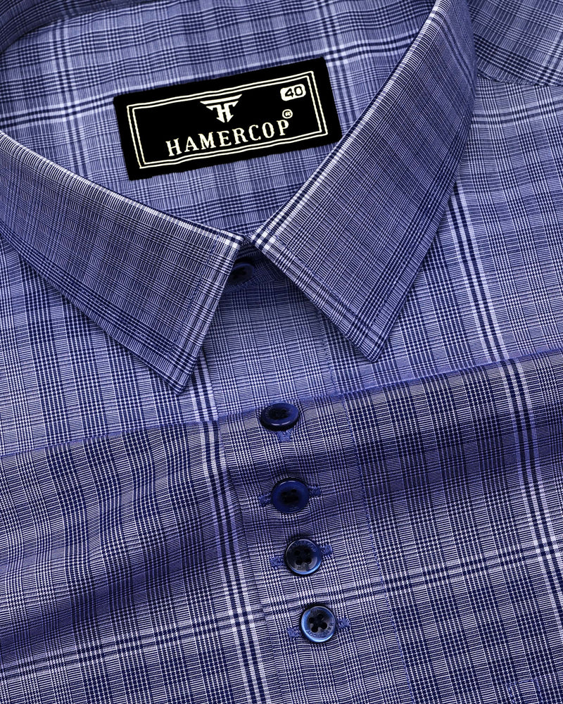 Liberty Blue Check Designer Cotton Shirt