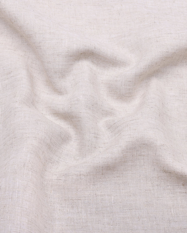 Khaki Cream Solid Linen Cotton Shirt Style Kurta