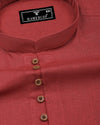 Libra Red Solid Linen Cotton Shirt Style Kurta