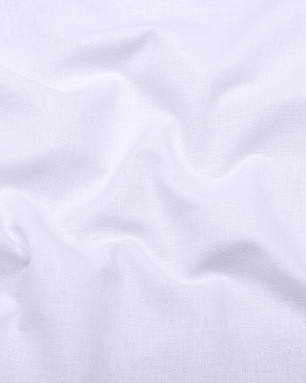Libra White Solid Linen Cotton Shirt Style Kurta