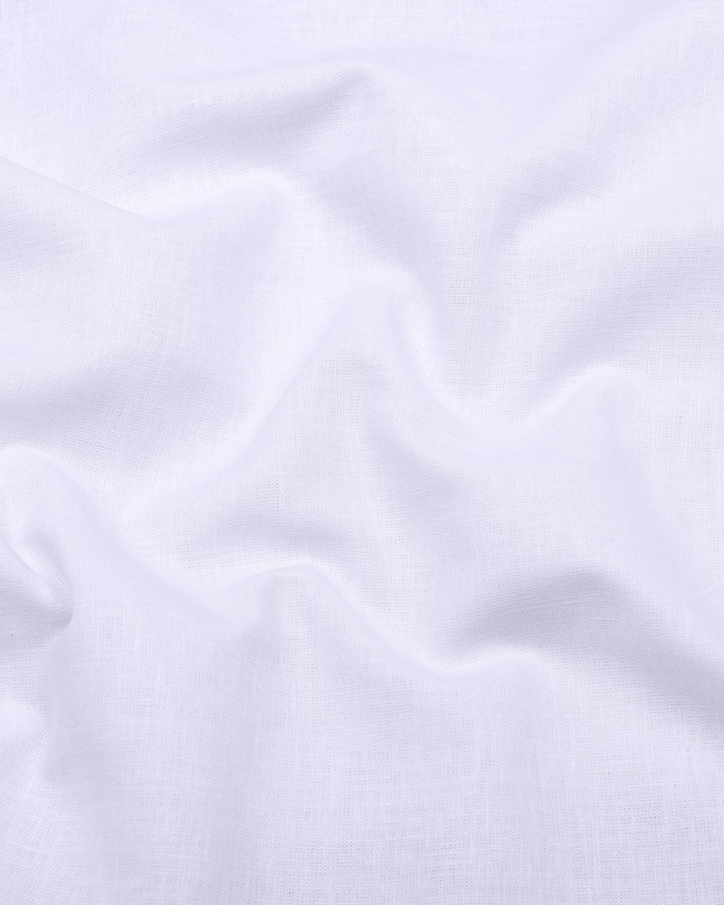 Libra White Solid Linen Cotton Shirt Style Kurta