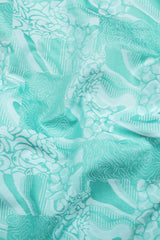 Bottle green floral printed jacquard cotton shirt