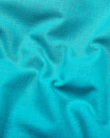 Libra Turquoise Blue Solid Linen Cotton Shirt Style Kurta