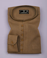 Libra Brown Solid Linen Cotton Shirt Style Kurta