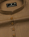 Libra Brown Solid Linen Cotton Shirt Style Kurta