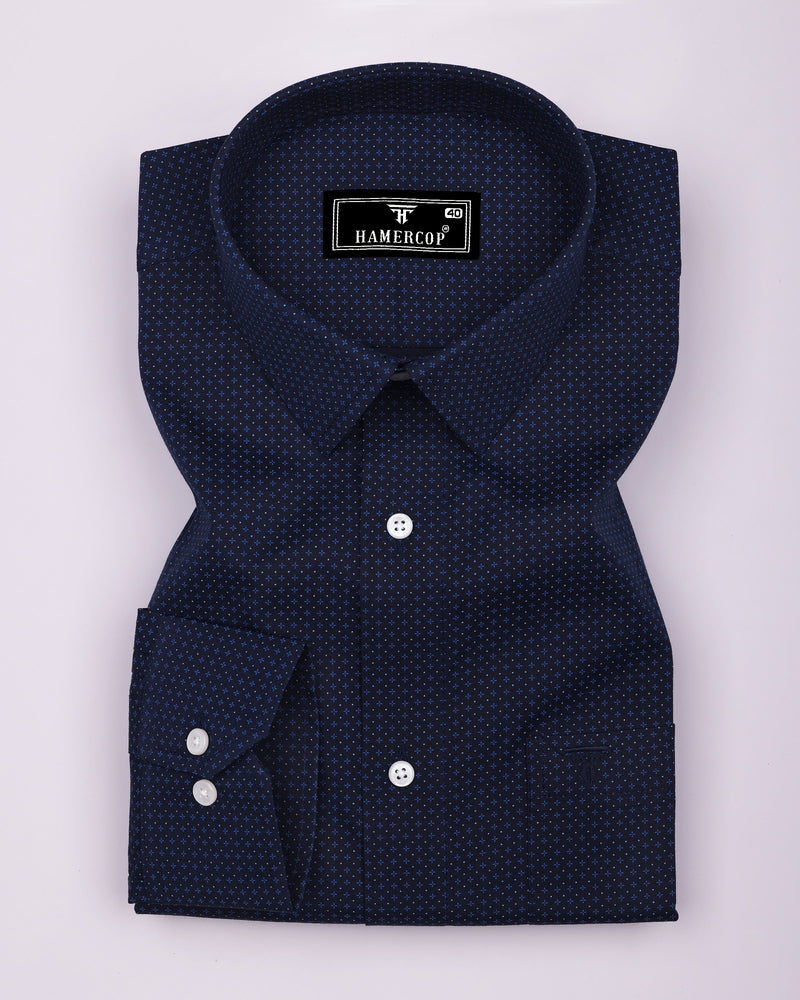Monaco Blue Printed Formal Cotton Shirt