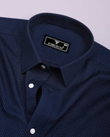 Monaco Blue Printed Formal Cotton Shirt