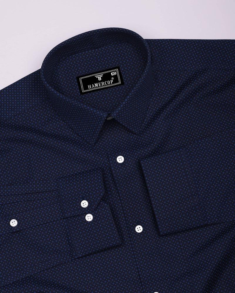 Monaco Blue Printed Formal Cotton Shirt