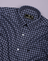 Rich Black With Gray Houndstooth Check Formal Cotton Shirt