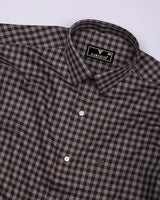 Rich Brown With White Houndstooth Check Premium Giza Shirt