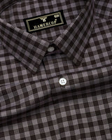 Rich Brown With White Houndstooth Check Premium Giza Shirt